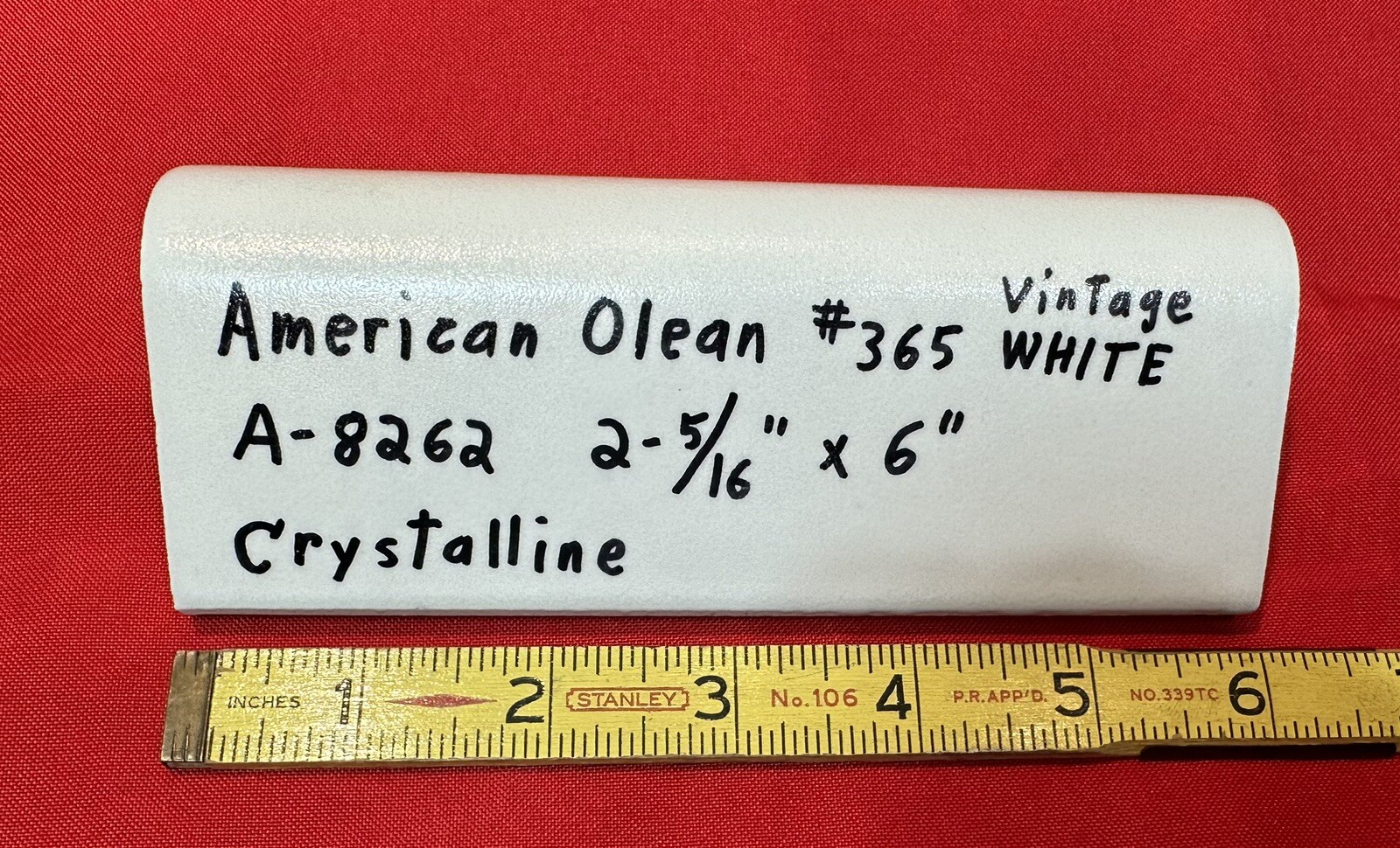 1pc. Off-White V-Cap Crystalline Ceramic Tile: Counter-Top Edging American Olean