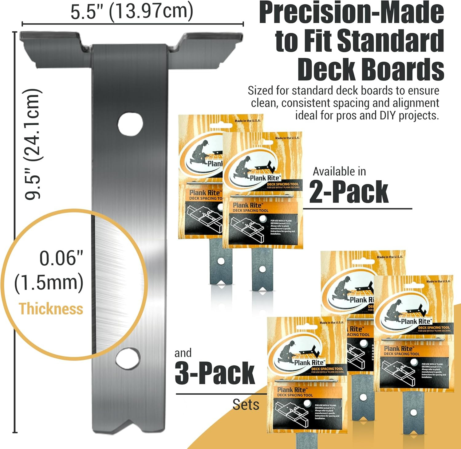 Steel Deck Spacing and Fastening Tool 3 Pack for Use with 5-1/2 Inch Deck Boa…