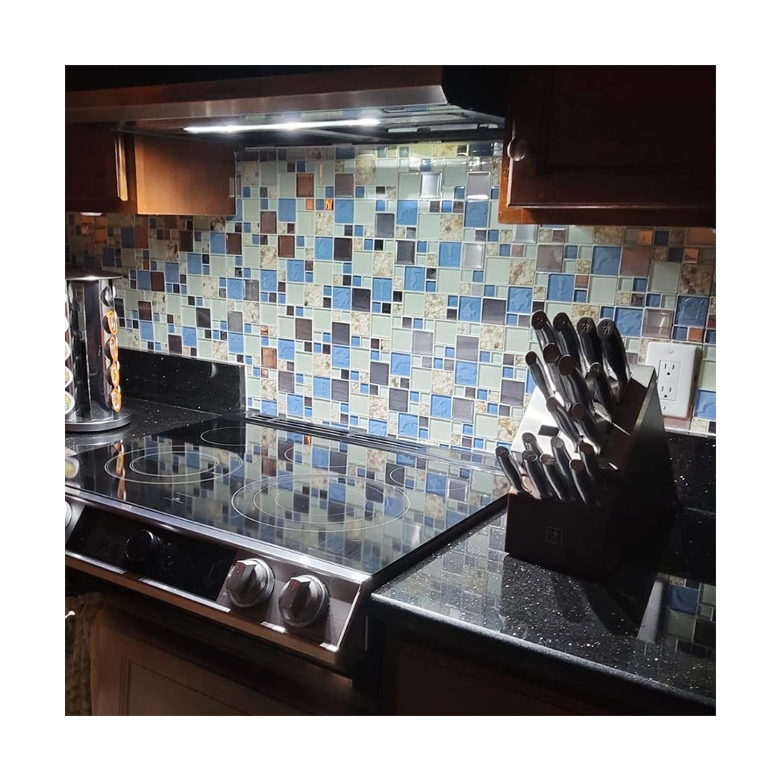 Blujellyfish Blue Sea Glass Tile Backsplash Beach Style Mosaic Tiles Real Sea…