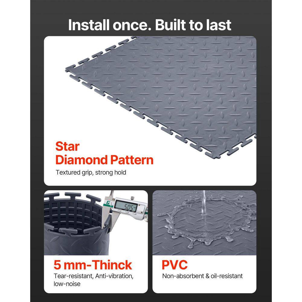 Garage Floor Tiles Interlocking, 16 Pack 20.2 X 20.2 X 0.2 In. Interlocking Modu