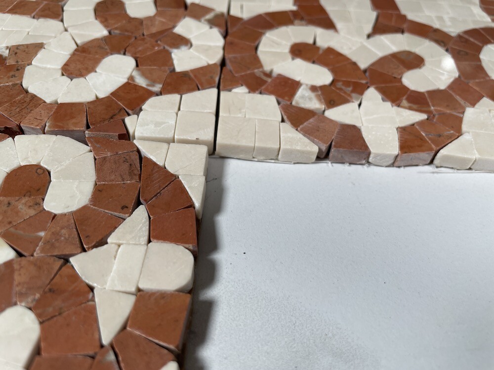 B0012P Marble Mosaic Border Bathroom Listello Tile Posy Rojo 4×12 Polished