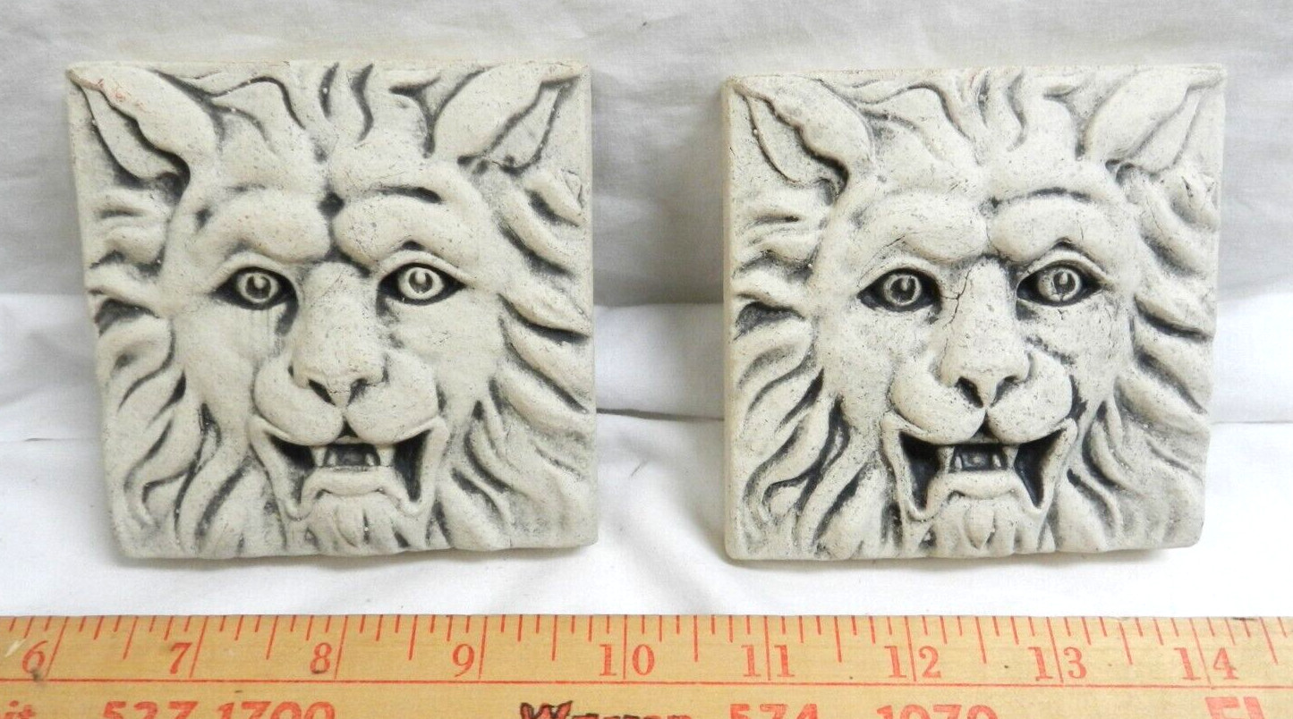 A PAIR OF David Ellison Pottery Tile LION 3 3/4″x63 3/4″ HEAVY Pewabic Pottery