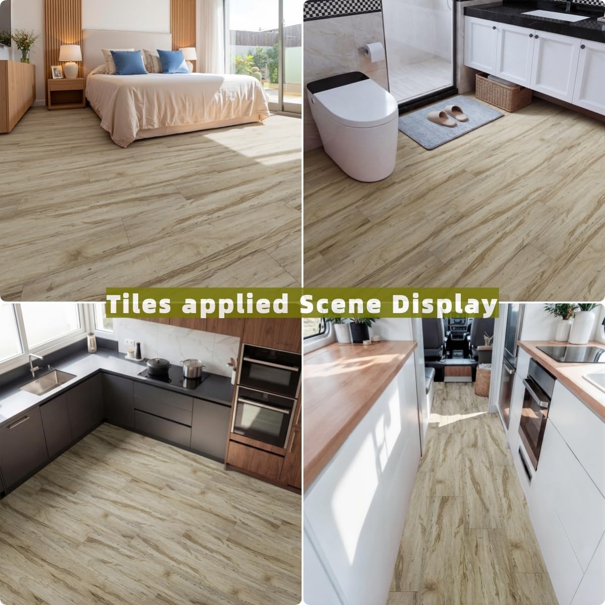 Peel and Stick Vinyl Flooring, 36-Pack 54 Sq.Ft Wood Grain Waterproof Rigid C…