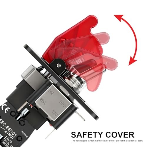 12V Ignition Switch Panel, 4 in 1 with Engine Push Button Toggle Switches,