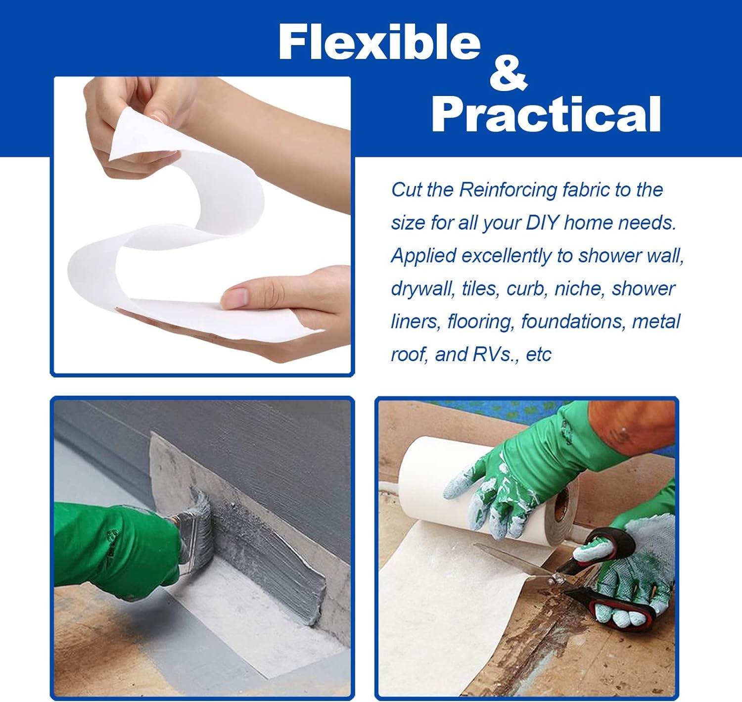 3.3 Ft x 66 Ft Waterproofing Membrane Fabric, Reinforcing Anti Fracture Geo T…