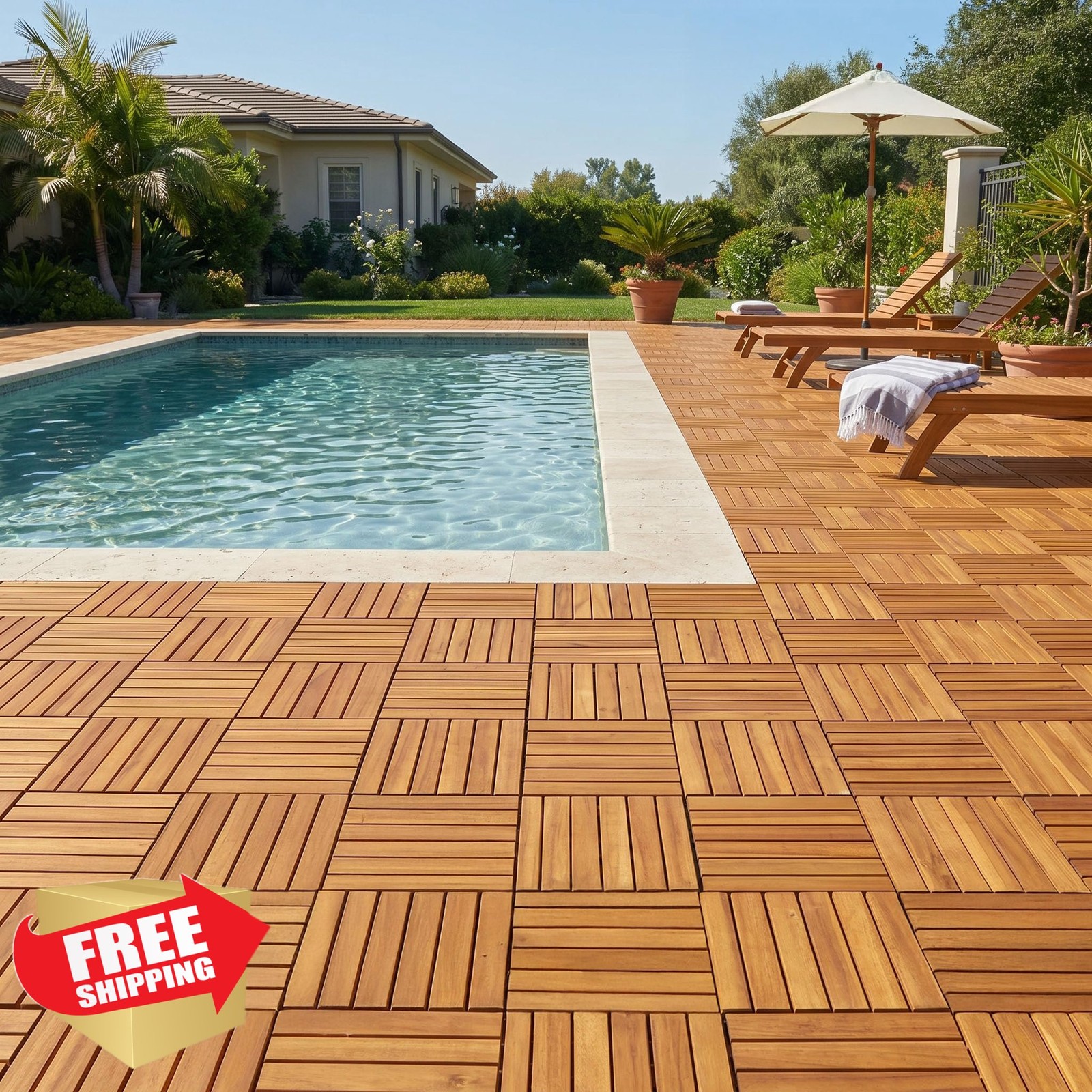 Tranquillo 9 sq ft golden striped deck tiles