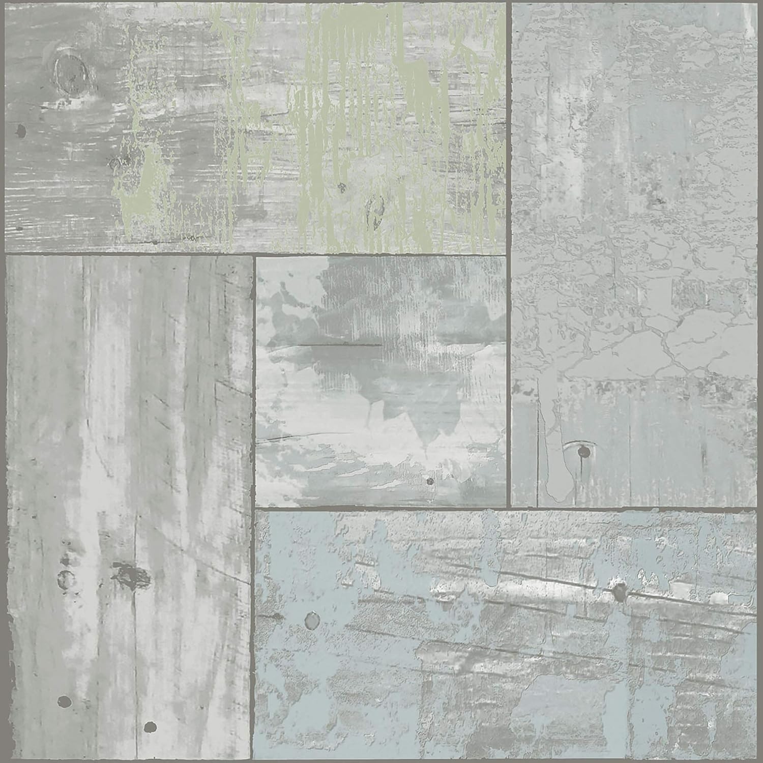 Easy Install Peel & Stick Floor Tiles – Shabby Chic Wood Look in Grey, 10-Pack