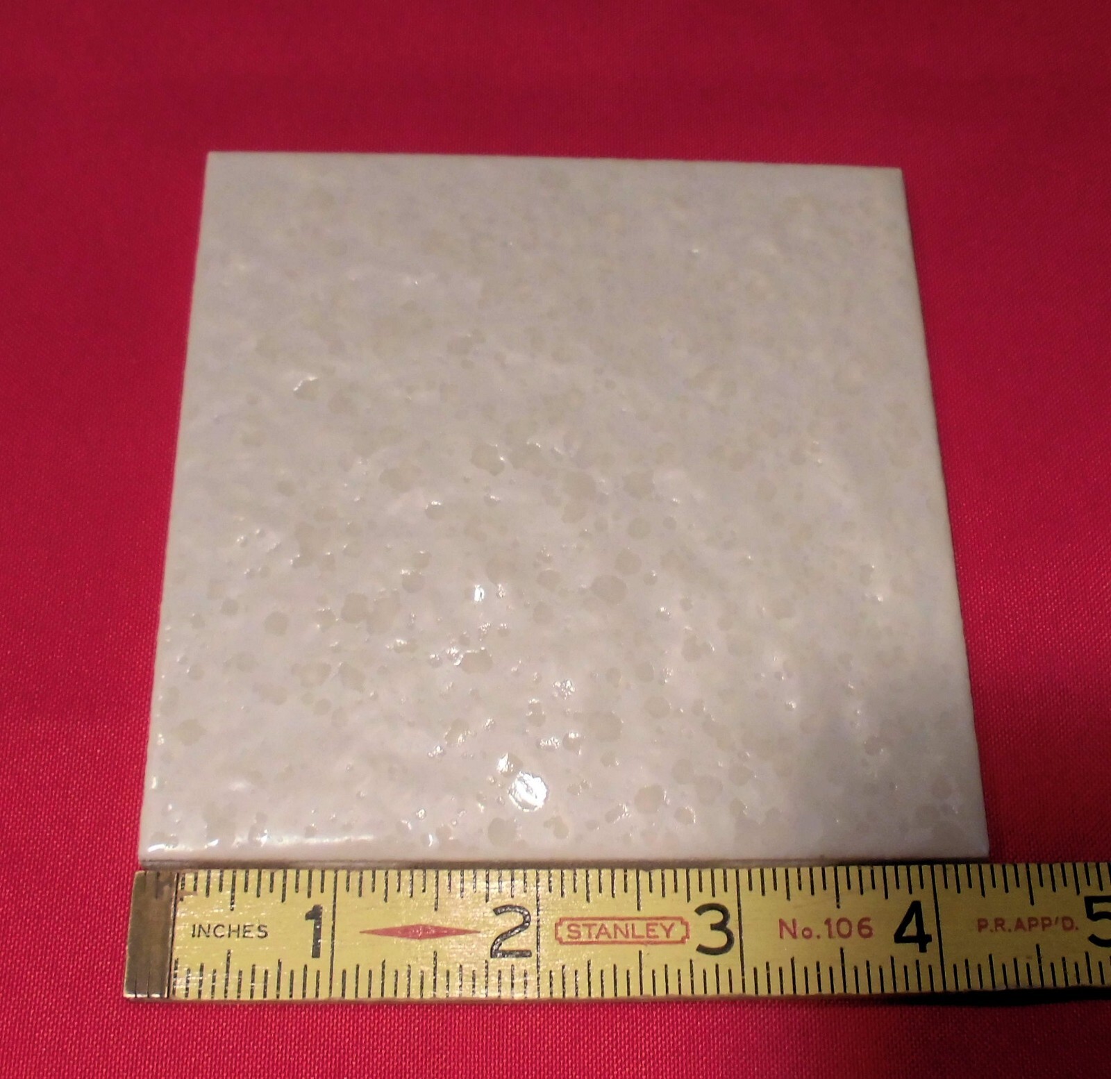 1 pc. *Almond Color* Bumpy Ceramic Tile: Tuscany; by American Olean 4-1/4″ NOS