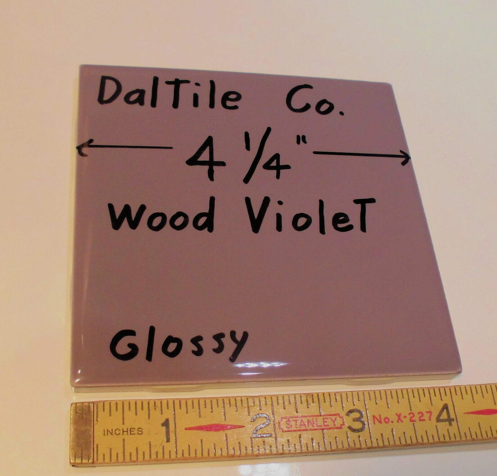 1 pc. *Wood Violet* Glossy Ceramic Tiles by Daltile…4-1/4″ Shiny Purple