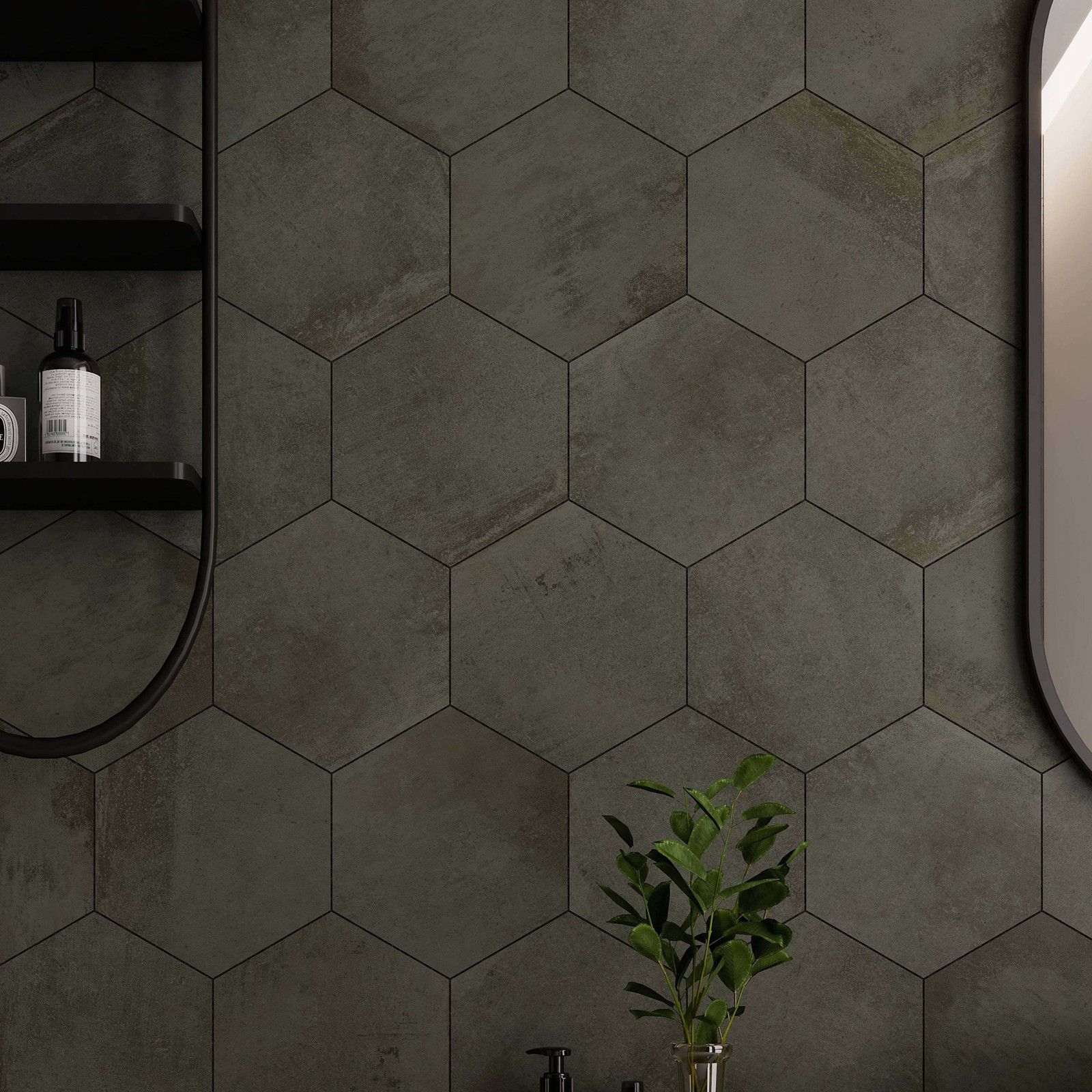 Cruz Bay Studio MKT61138 Arcadian – 9″ x 10″ Geometric Wall Tile – Ash Matte