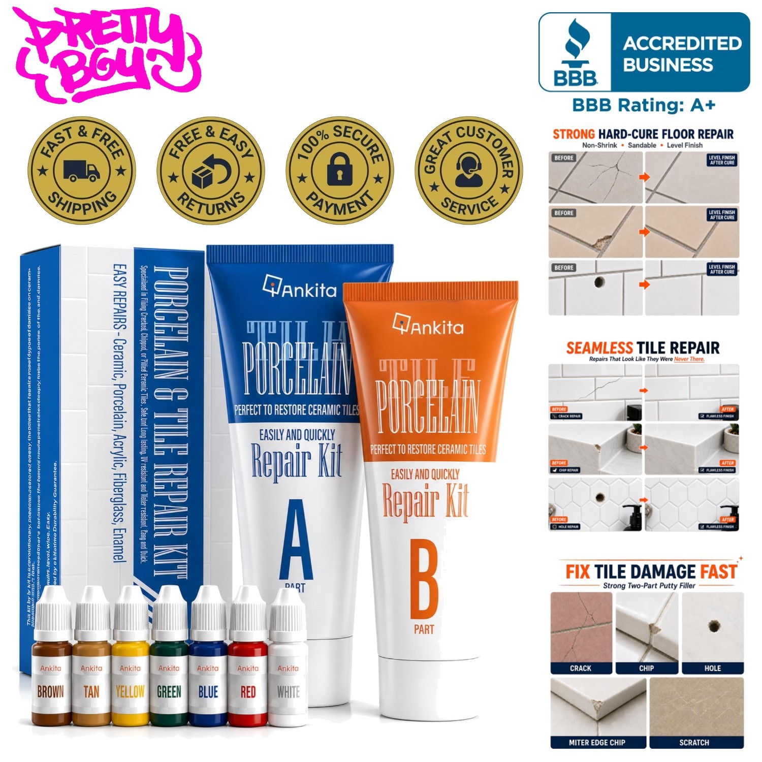 Tile Repair Kit Color Match: Epoxy Putty for Easy Ceramic & Porcelain Fixes