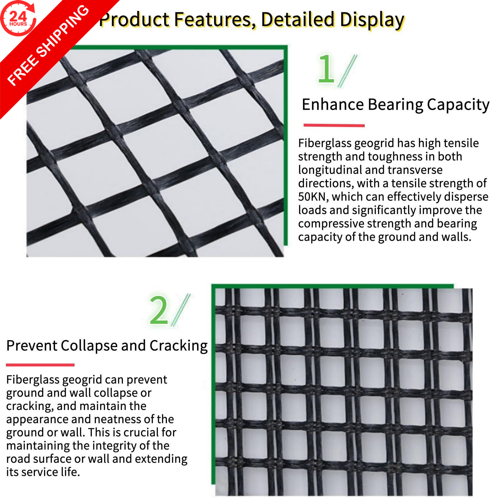 Universal Retaining Wall Geogrid Roll 4′ x 98′ for walls up x 98′, Black