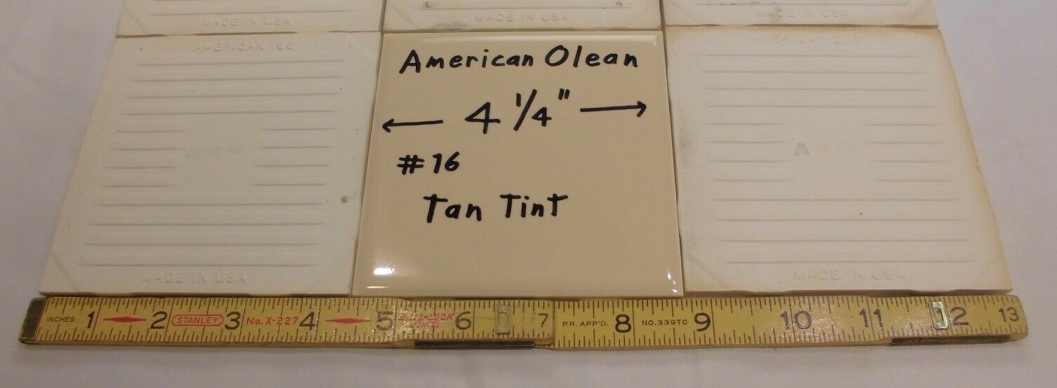 1 pc. Tan Tint: Vintage Glossy Ceramic Tile by American Olean 4-1/4″ made 1950’s