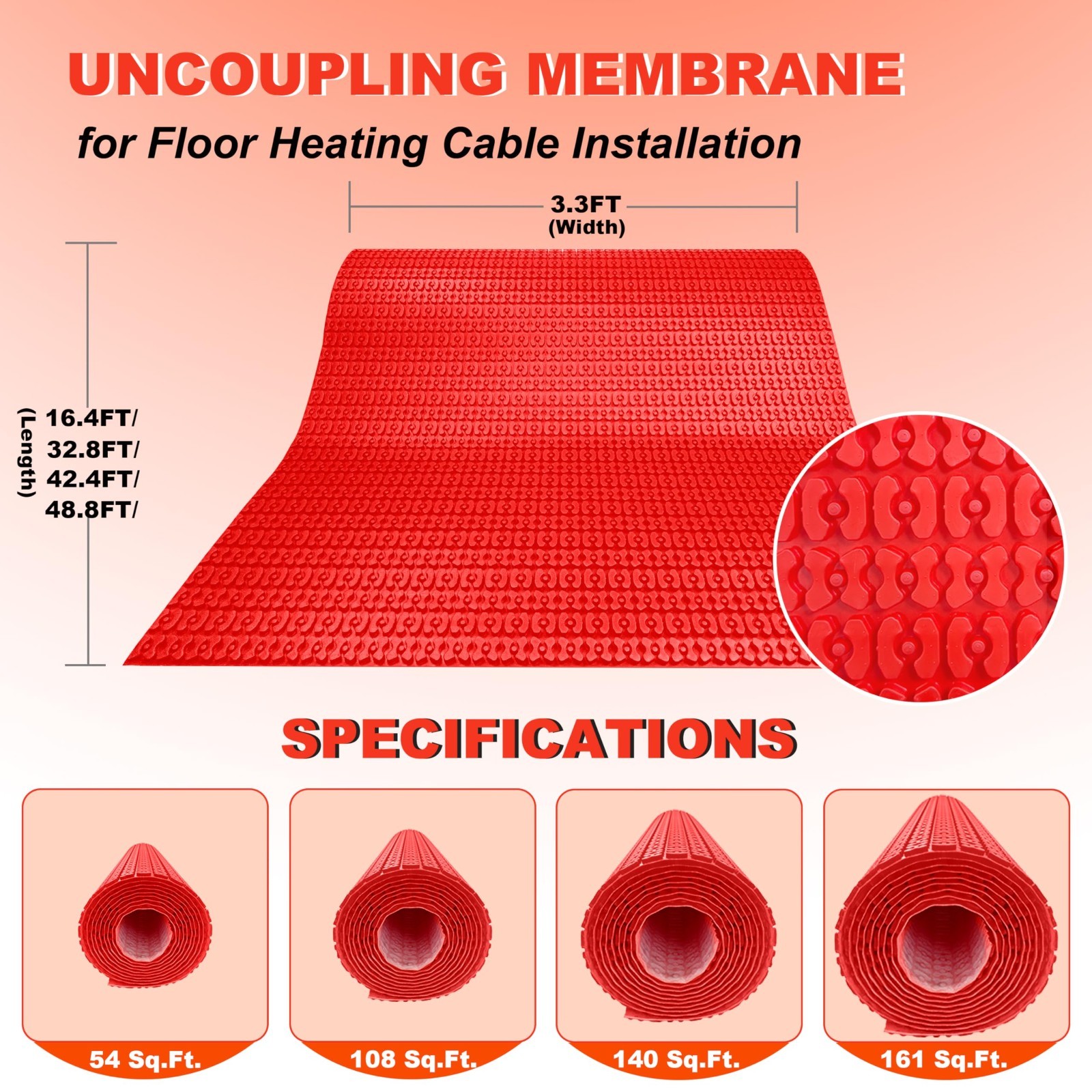 Uncoupling Membrane for Heated Floors with Integrated Cable Channels