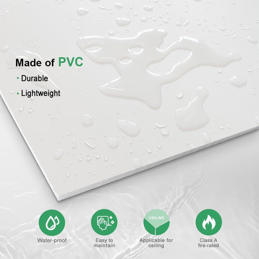 PVC Drop Ceiling Tiles 2X4 Ft – Waterproof, Fire-Rated, Commercial Grade, Easy L