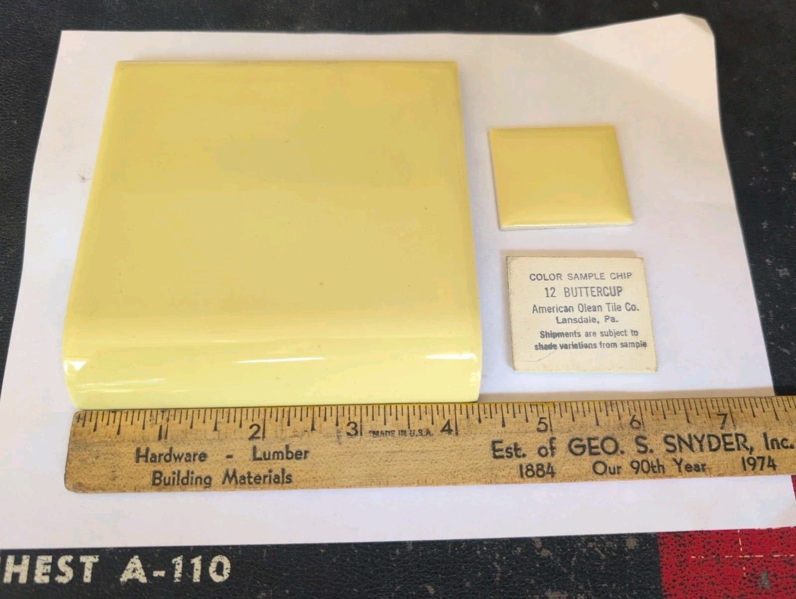2 pcs of American Olean Tile Mud Bullnose 4 1/4″ Bright Buttercup Yellow Gloss