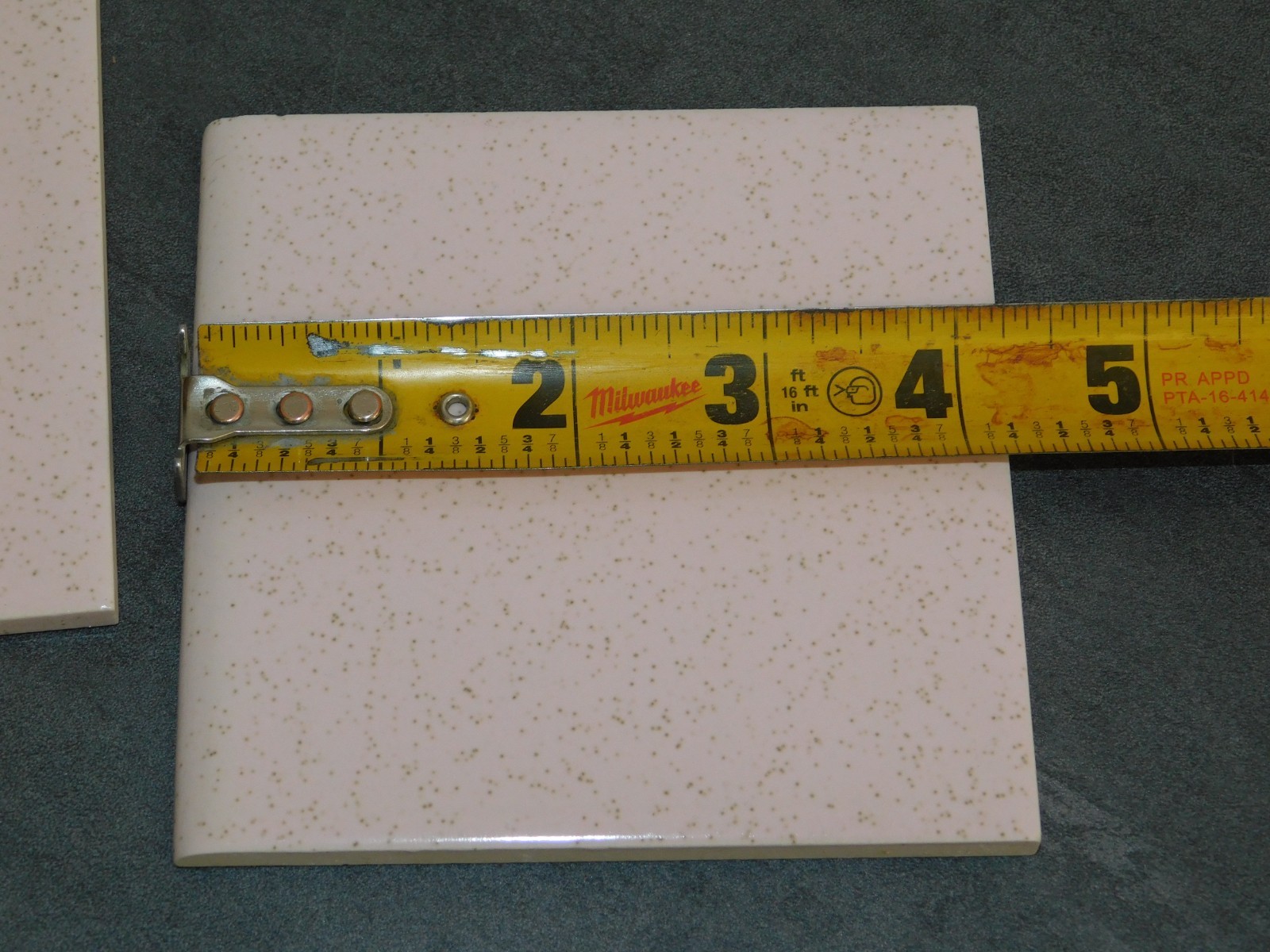 Vtg H&R 1960s NEW OLD STOCK LOT OF 2 PINK with SPECKLES CERAMIC Edge WALL TILE