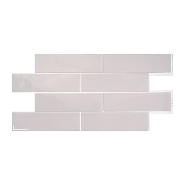 2pk Oslo XL Glossy Peel & Stick 3D Tile Paper Backsplash Gray