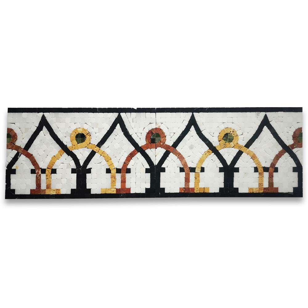 B0105P Charm Multi-color 7.1×11.8 Marble Mosaic Border Listello Tile Polished