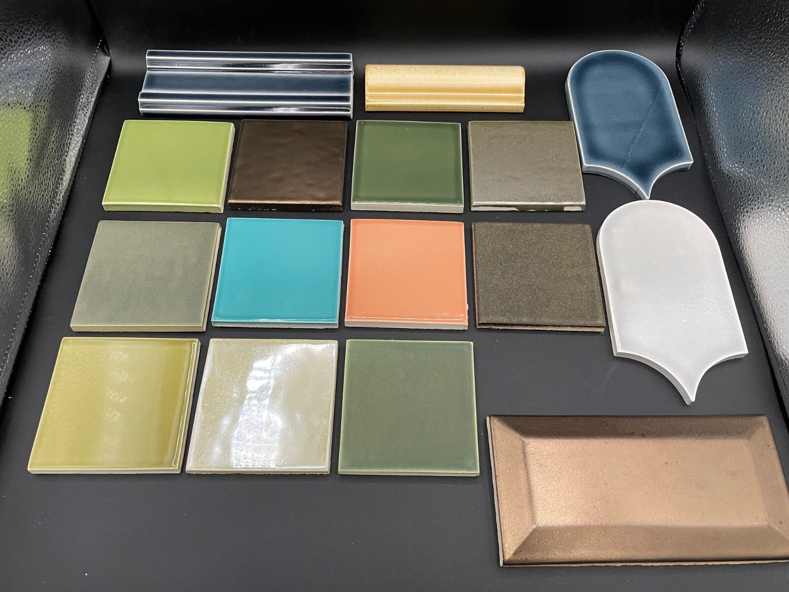 LOT 16 Misc Pratt + Larson Ceramic Tiles – Square, Border, Elongated Fan, Etc.
