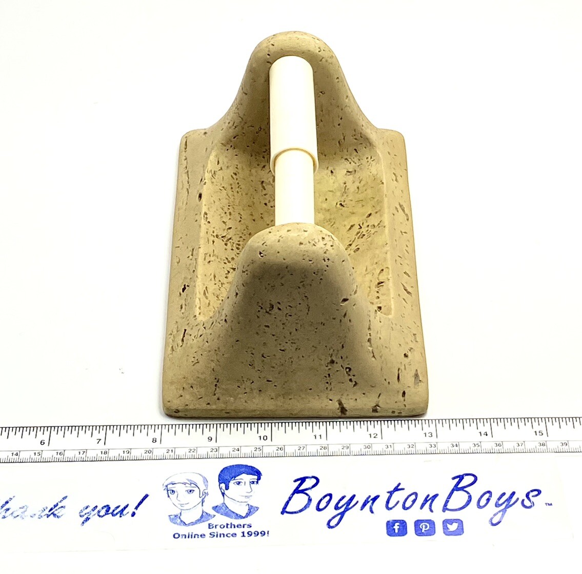 Travertine Stone Textured Toilet Paper Holder Bone Tan Brown