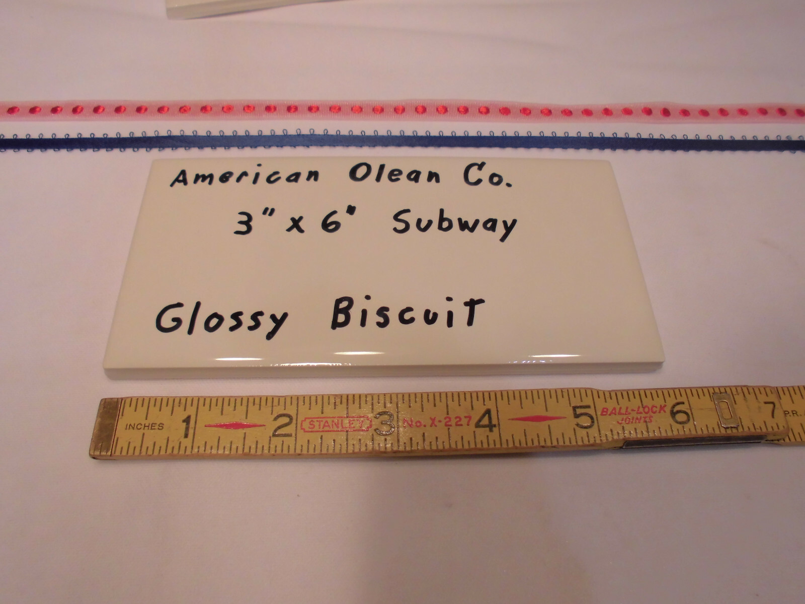 1 pc. *Glossy Biscuit* 3″ X 6″ Subway Ceramic Tiles; American Olean: New Stock