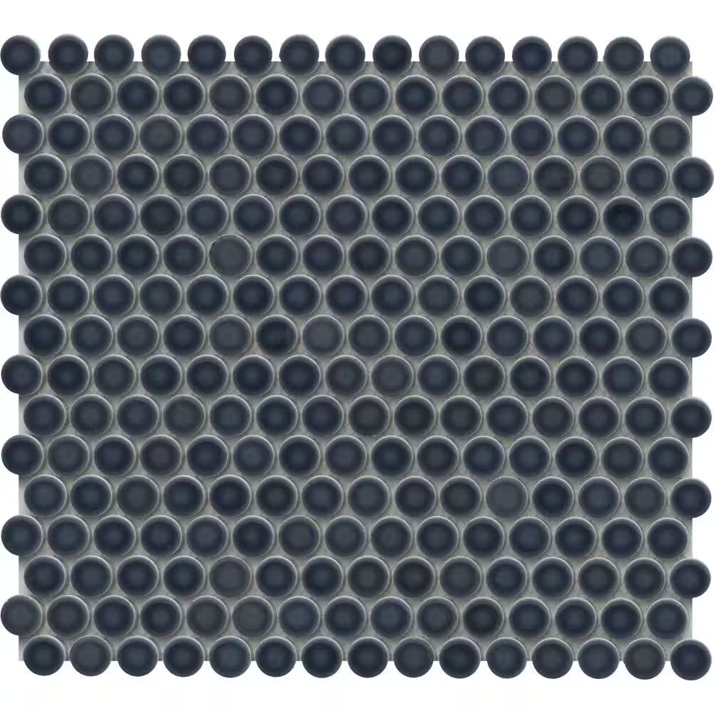 Savvy Navy 11 In. X 12 In. Penny Glossy Porcelain Mosaic Floor and Wall Tile (0.