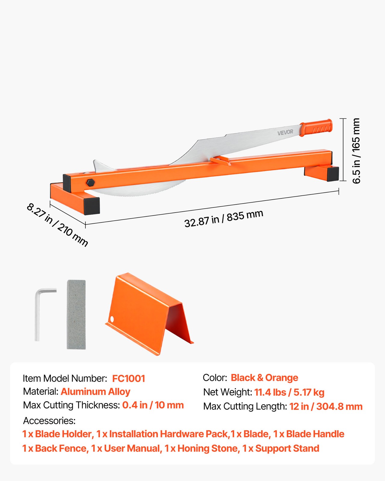 VEVOR 12″ Vinyl Floor Cutter 10mm Laminate Tool w/ Angle Guide D2 Blade