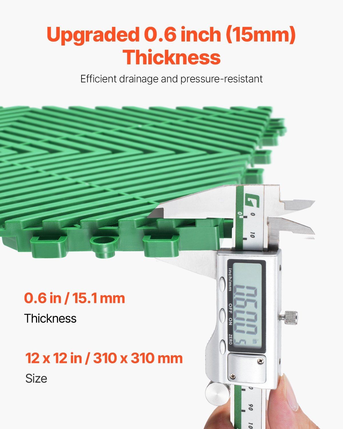 15mm 10×10 Interlocking Drain Mat with Channels 50 Pcs Strong Hold