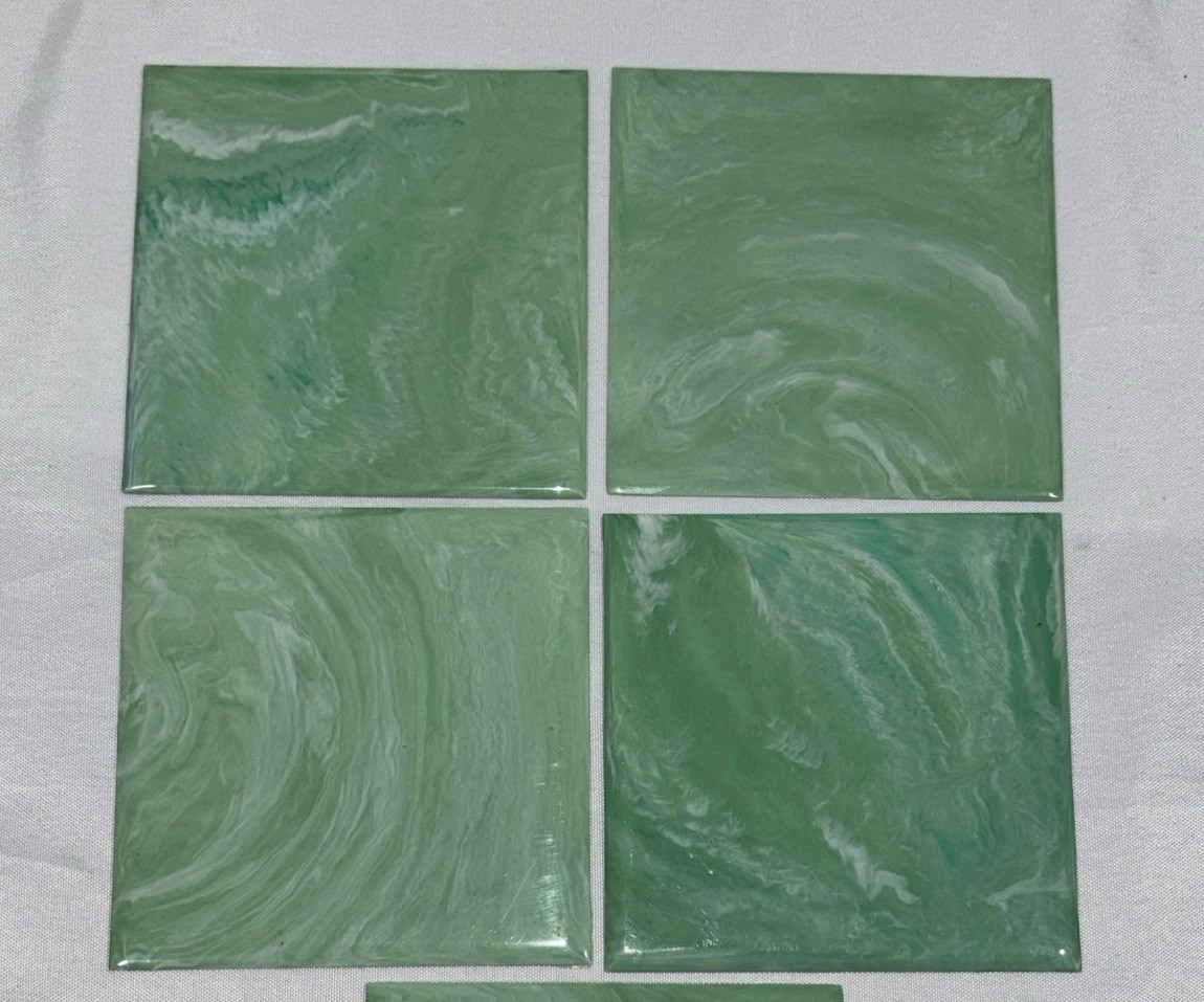 50 Vintage Mint Green Marble Plastic Polystyrene Wall Tiles 4.25″x4.25″ #B Blue