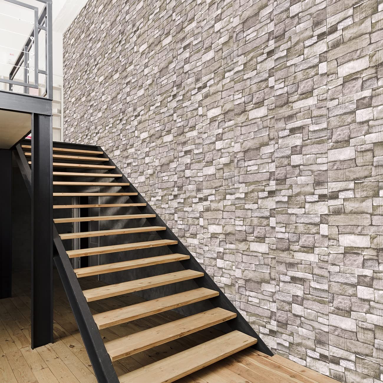 10PCS Rock Color 3D Peel Stick Brick Faux Wall Panels Decorative Wall Decals