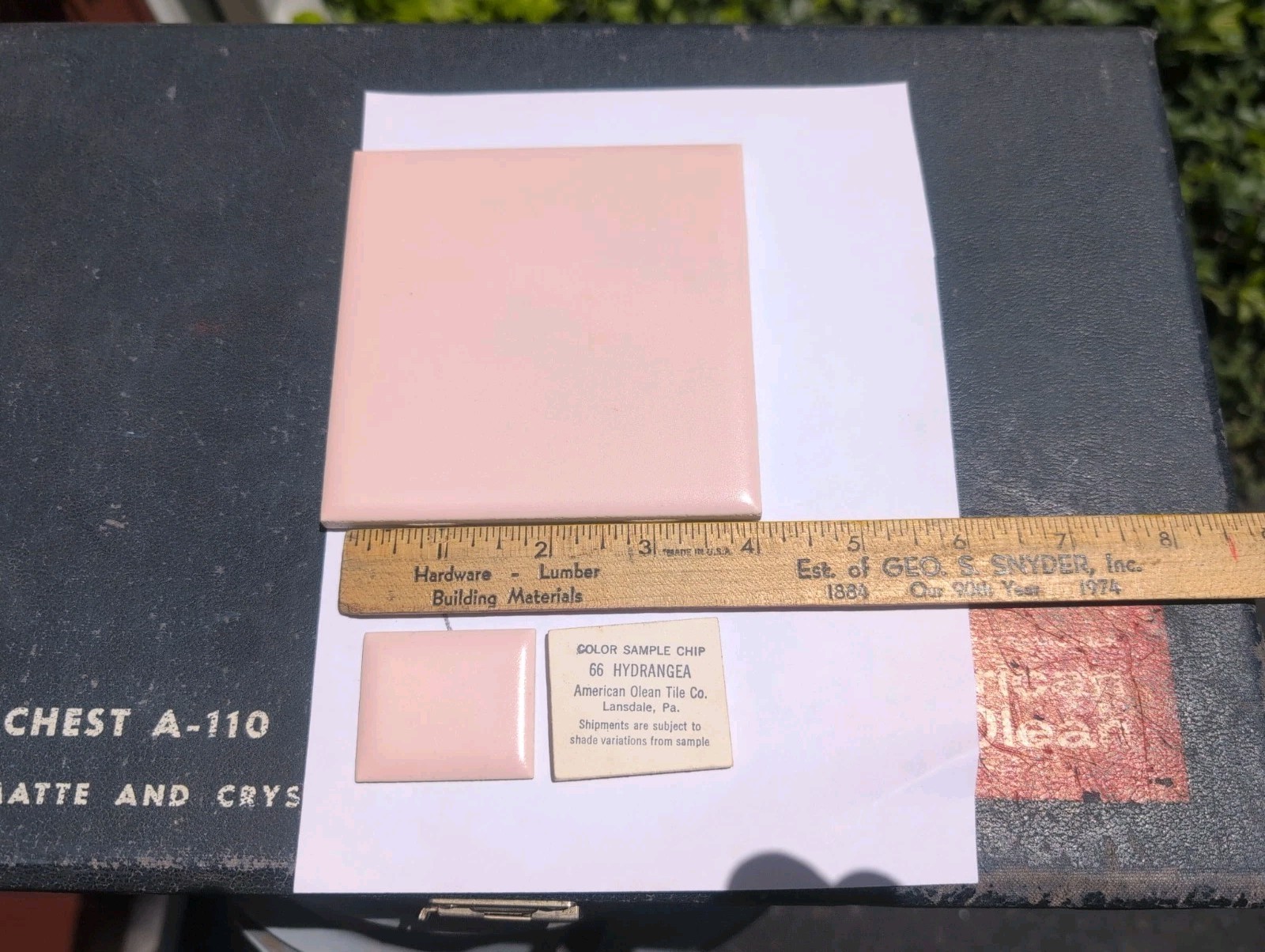 1 pc American Olean Hydrangea #66 Vintage Ceramic Tile 4-1/4″ Square Matte Pink