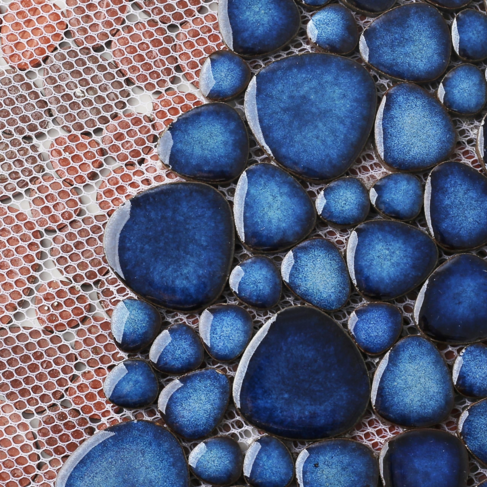 Cobalt Blue Pebble Tiles for Shower Floor Bathroom Floor Wall Mosaic Tile [Se…
