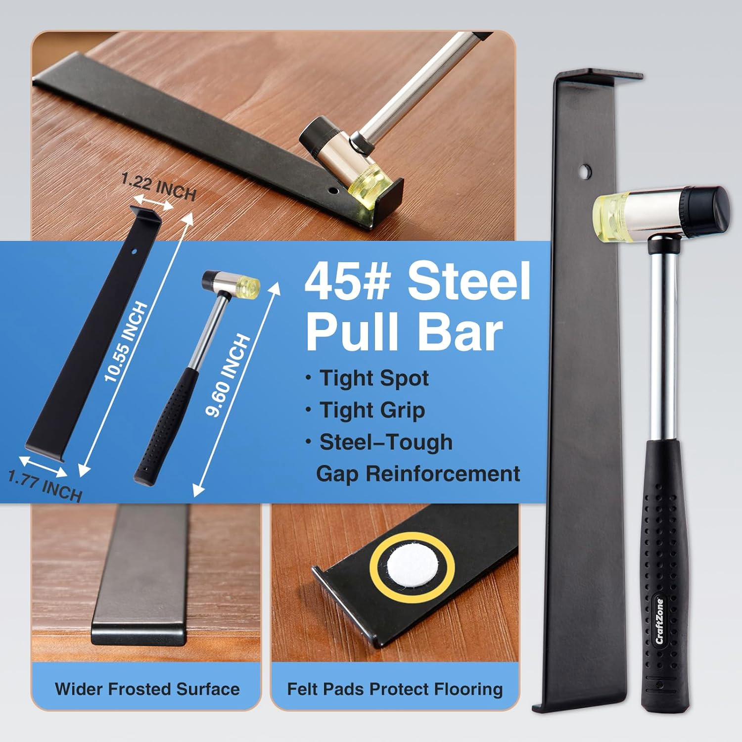 4PC Laminate Flooring Tools, Floor Gap Repair Tool Set with Suction Cup
