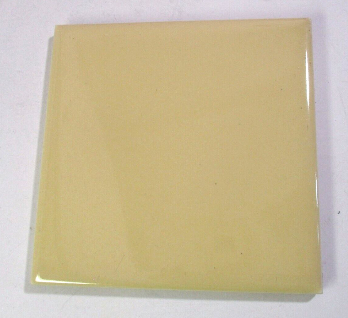 1 Wall Tile Mosaic USA 4-3/8″ Square Gloss Mustard Yellow Ceramic 1950 Retro Vtg