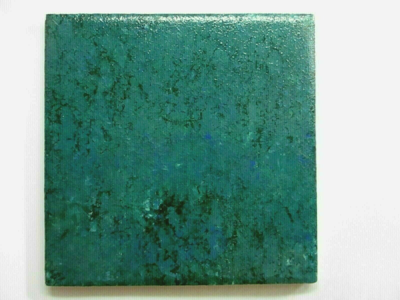 1 Wall Tile US Ceramic USA 4-1/4″ Hand Painted Turquoise Green over Snow White