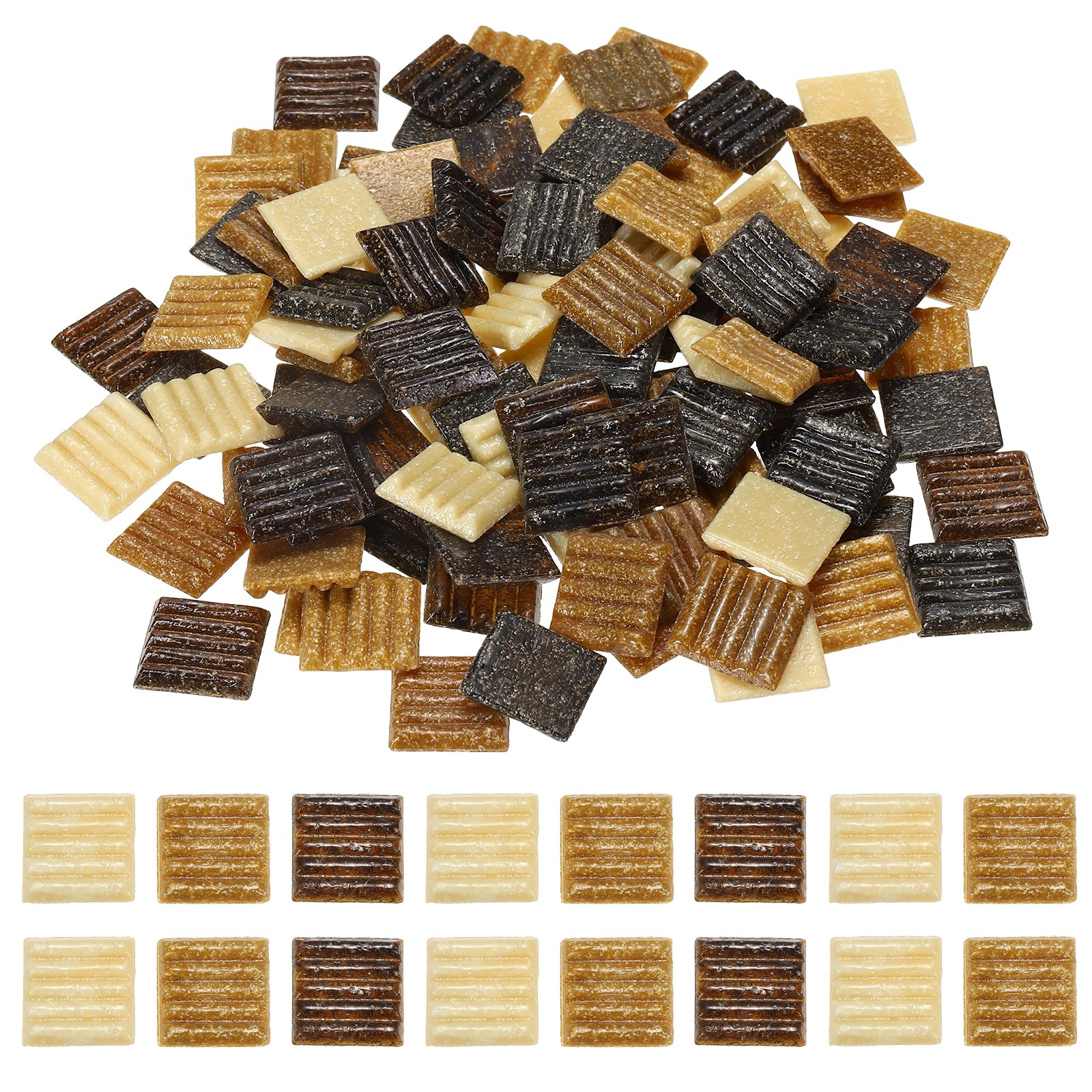 1.1LB Quartz Mosaic Tiles for Crafts Bulk, 3/4″ Square Mosaic, Mix Coffee