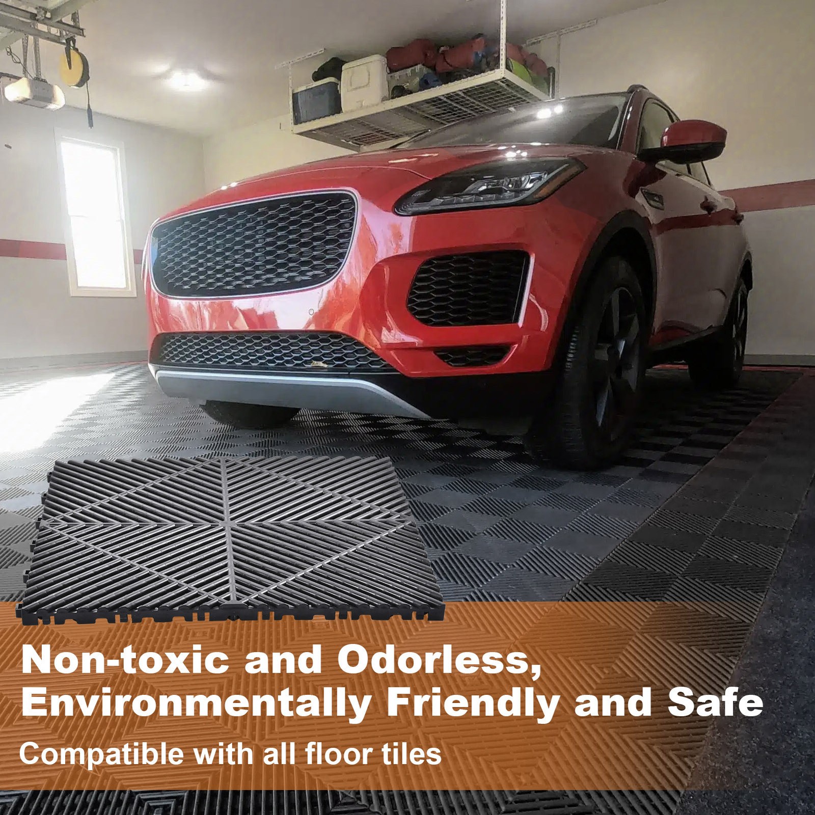 40 PCS Interlocking Garage Floor Tiles Water Drainage Non-Slip 15.75×15.75”