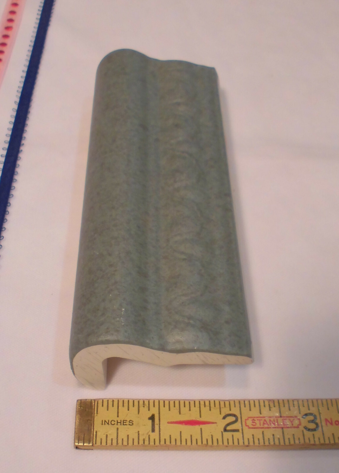 1 pc. *Gray Green* V Cap Ceramic Trim Tile; Counter-top Edging: Matte 2″ X 6″