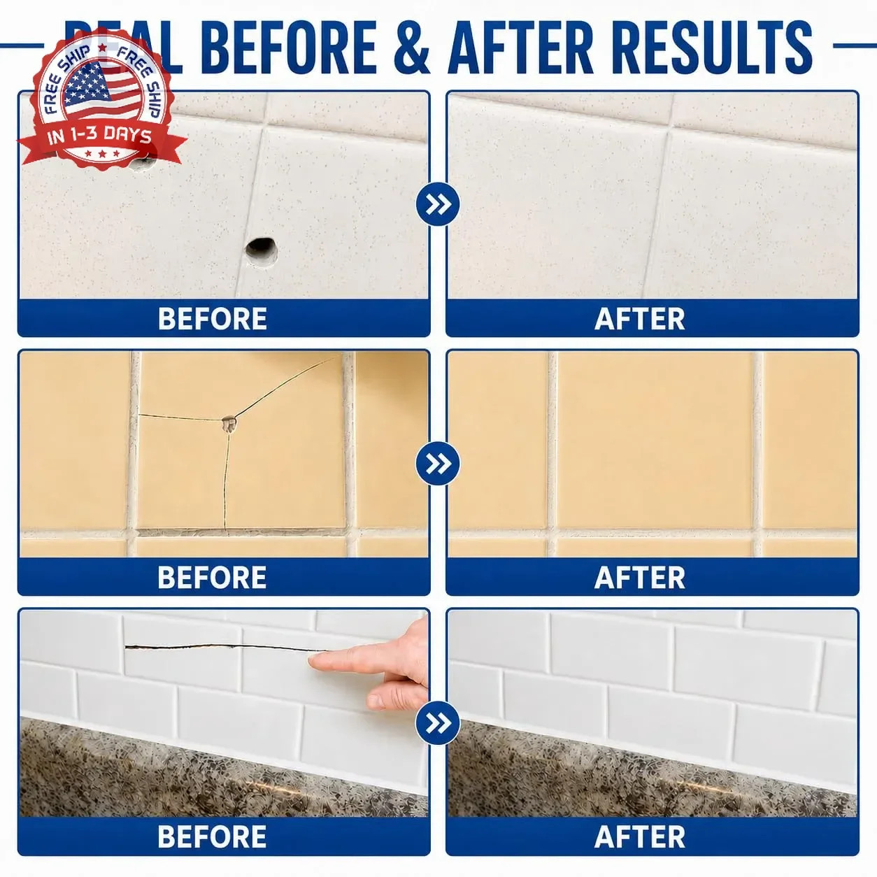 Tile Repair Kit, Ceramic Tile Chips & Cracks Repair Kit(Color Match), Porcelain
