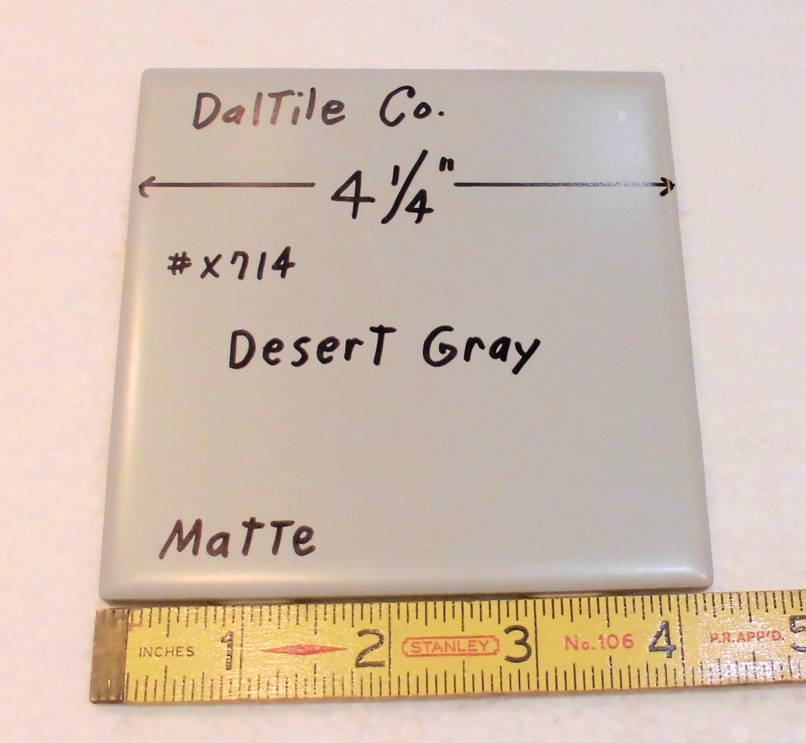 1 pc. Softer Matte Desert Gray: Ceramic Tile by Daltile… 4-1/4″ NEW