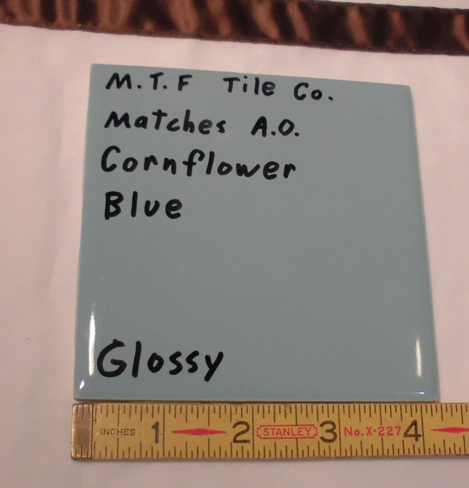 1 pc. VTG *Blue* 4-1/4″ Glossy Ceramic Tile by Monarch Co.; Match AO Cornflower