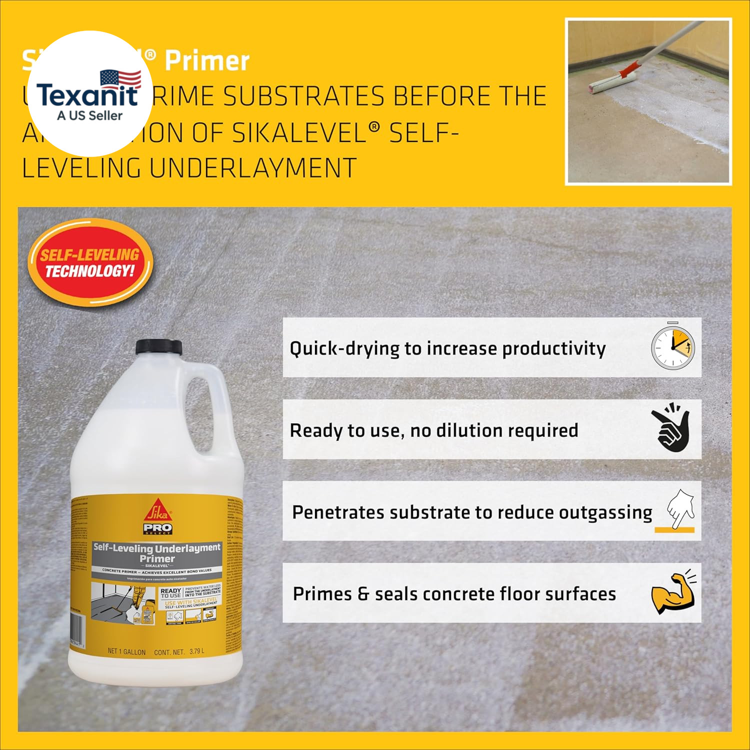 level Self-Leveling Underlayment Primer – 1 Gallon White, Ready to Use, No Dilut