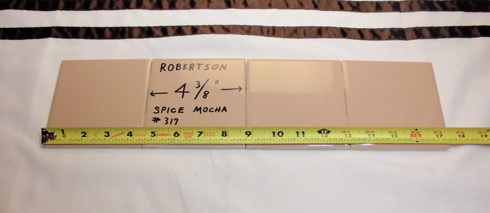 1 pc. Vintage Glossy Ceramic Tile *Spiced Mocha – Light Brown* 4-3/8″ – 4-5/16″