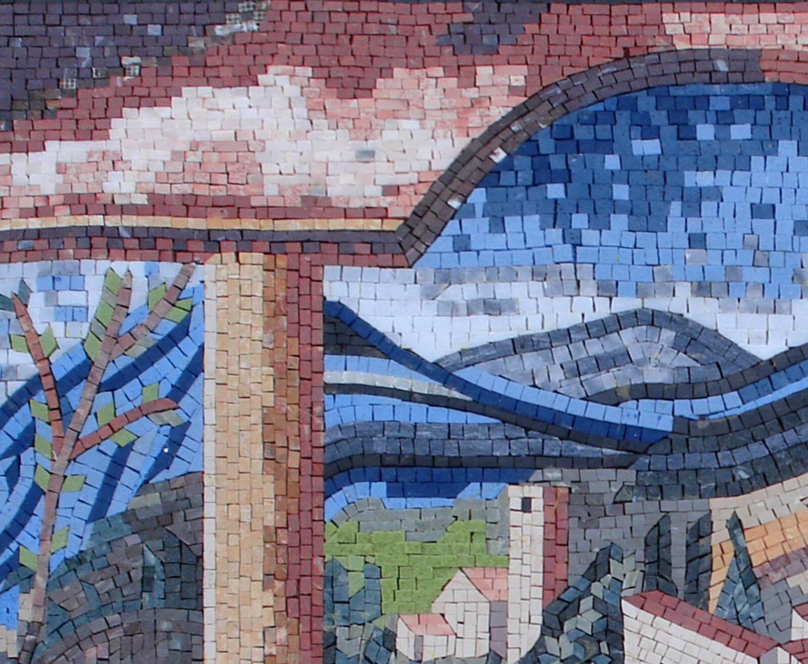 BK003 Picnic Overlooking the Countryside Mural Mosaic