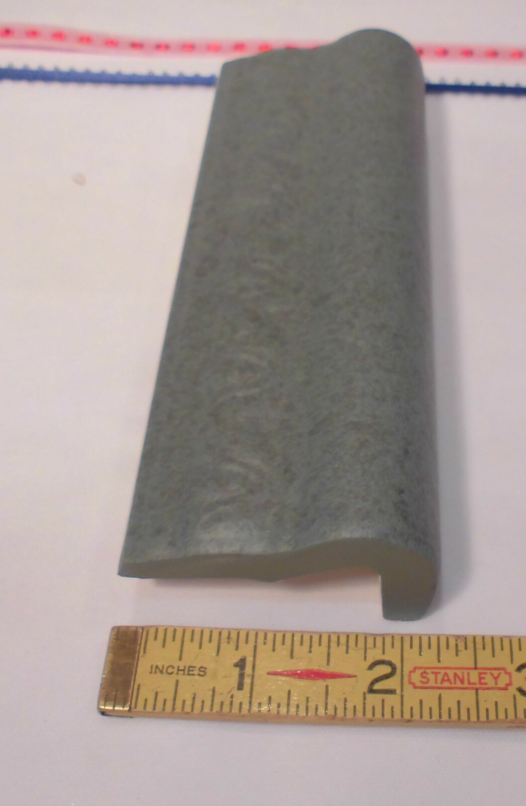 1 pc. *Gray Green* V Cap Ceramic Trim Tile; Counter-top Edging: Matte 2″ X 6″