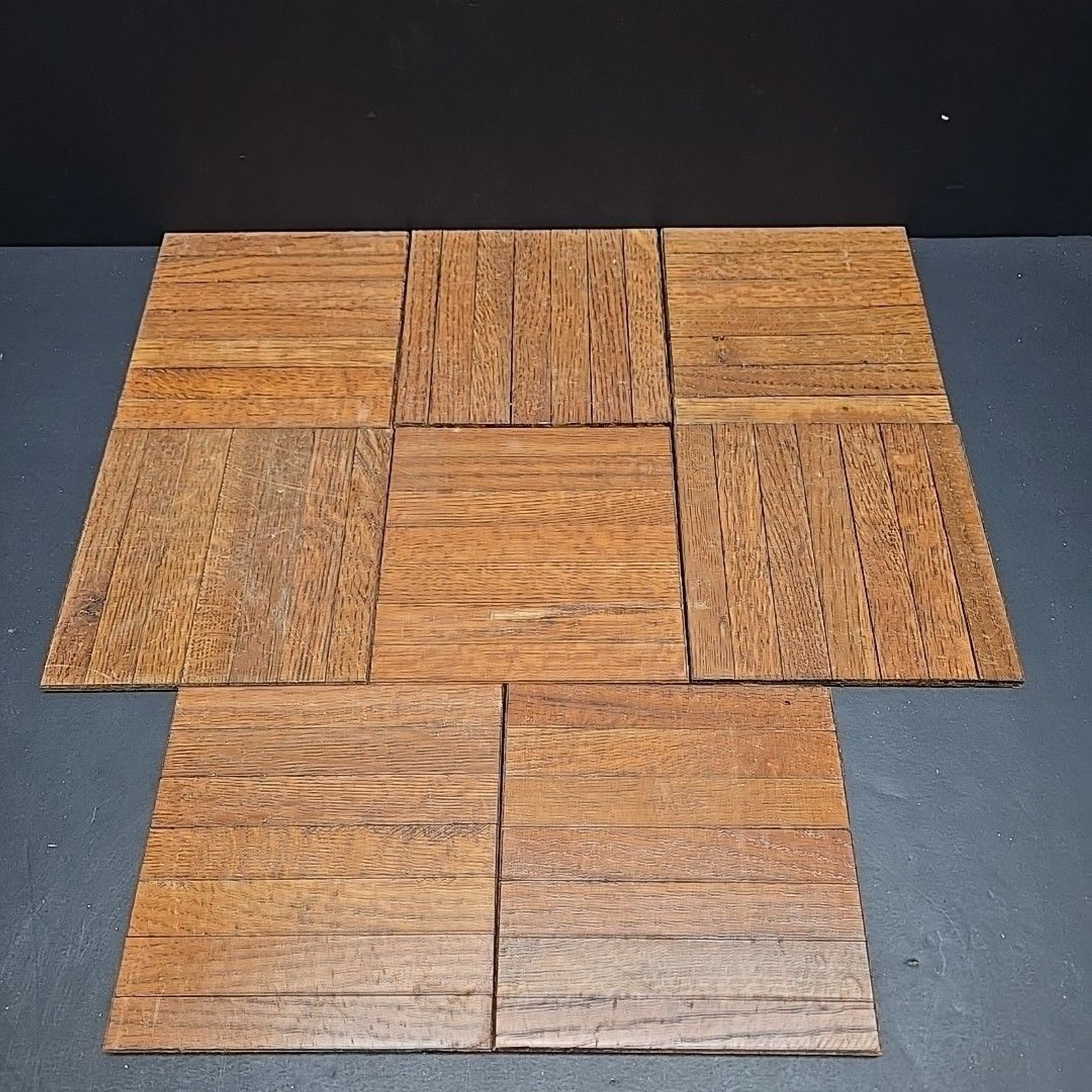 VTG Reclaimed 6″x6″ Oak Parquet 1 Floor Tile 5/16″ MCM Repair Craft Wood