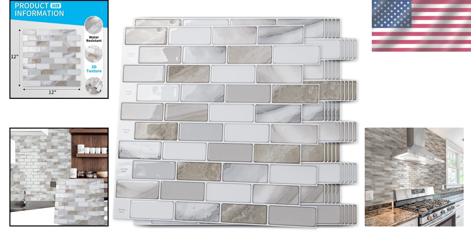 Seamless 10-Piece Peel and Stick Backsplash Tile – Elegant Beige & White Design