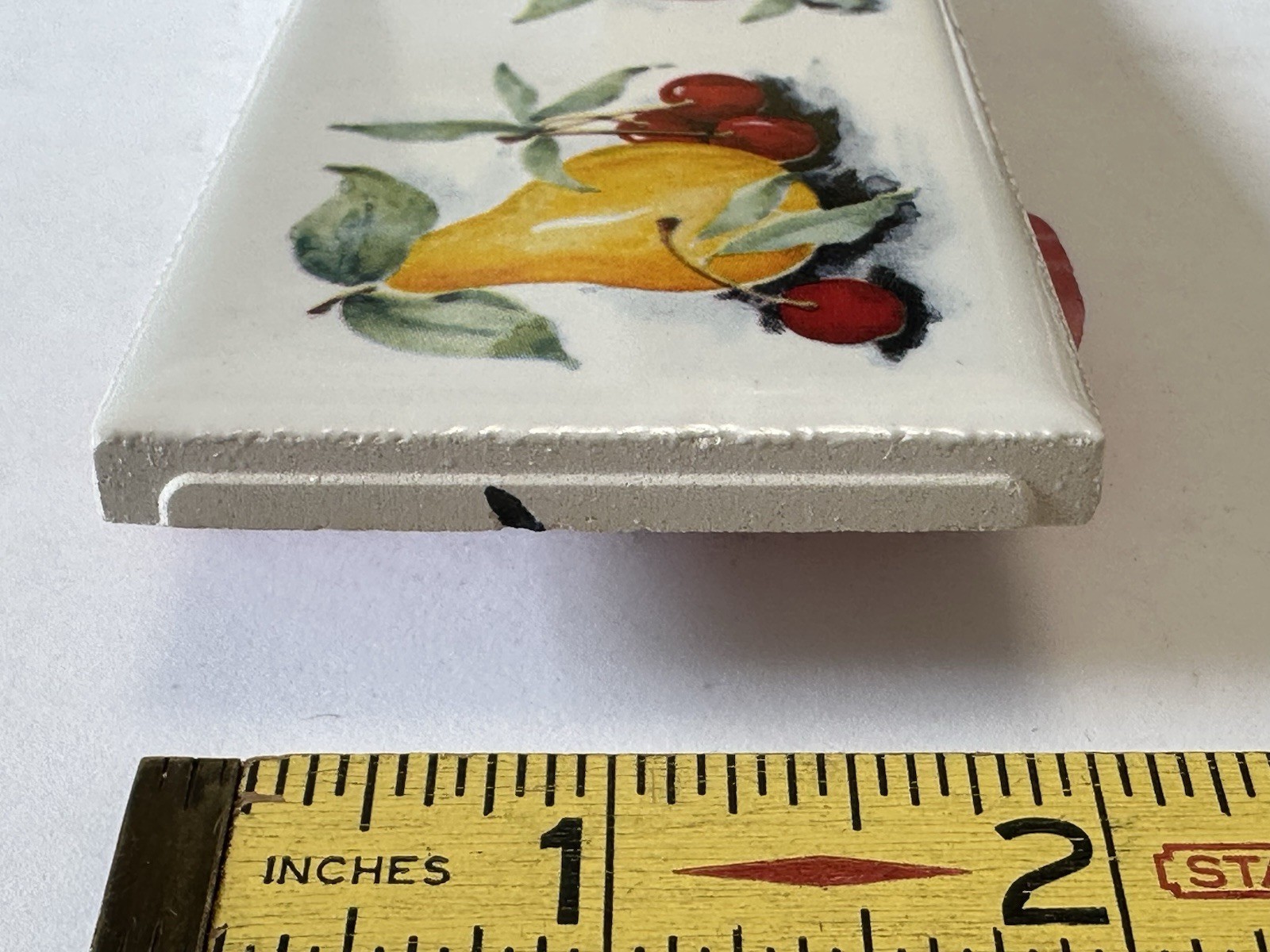 10 pieces: 2″ X 6″ Decorative Ceramic Listello Tile, Country Fruit, made USA