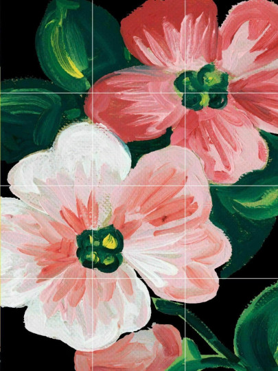 Pink red white daisies daisy flowers garden roses ceramic tile mural backsplash